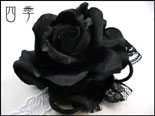 グラッセ黒薔薇 サテン コサージュ 髪飾り 黒レース